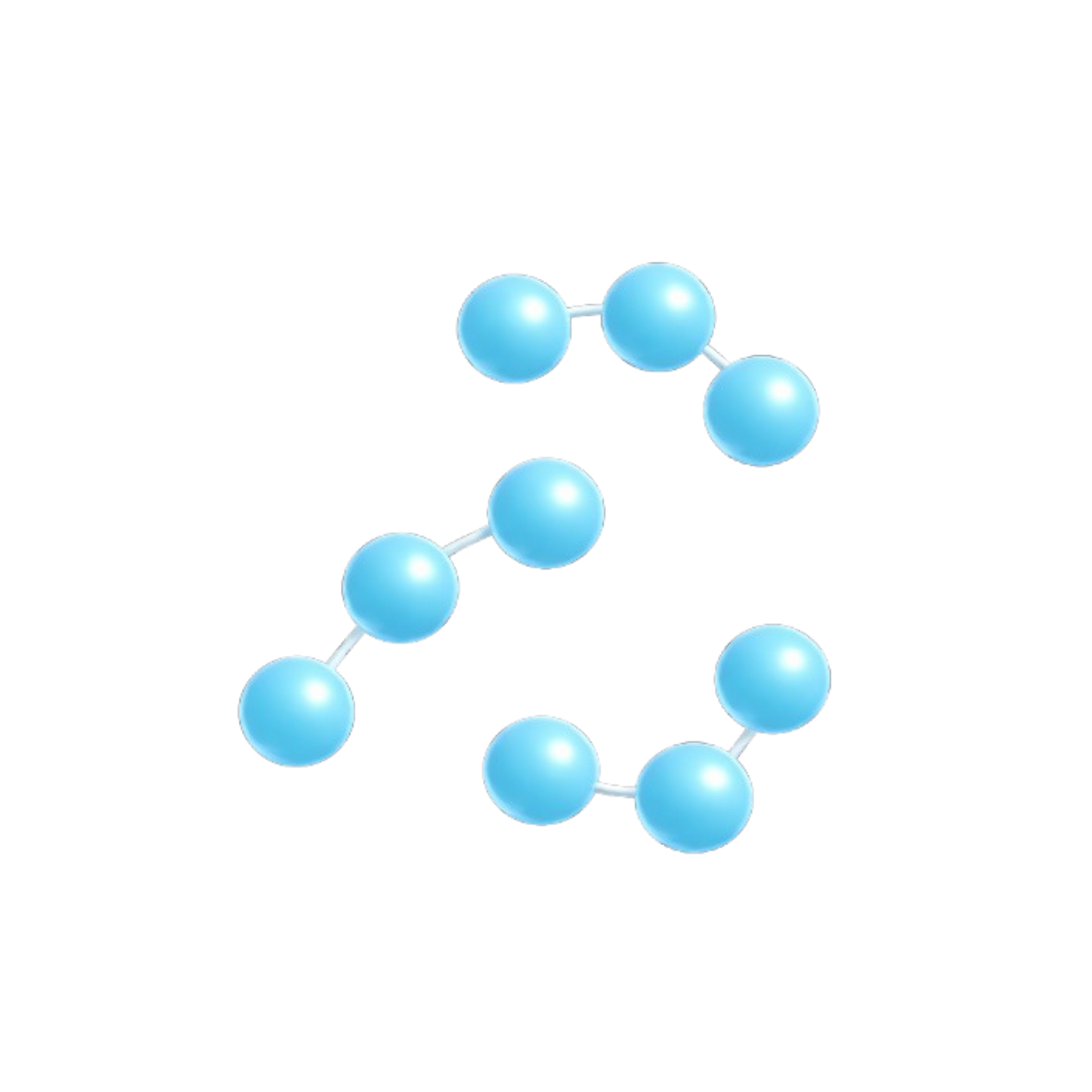 Molecular structure model with blue spheres on a white background
