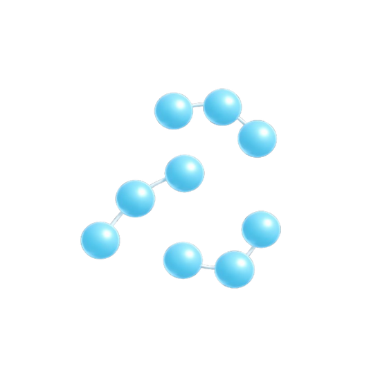 Molecular structure model with blue spheres on a white background