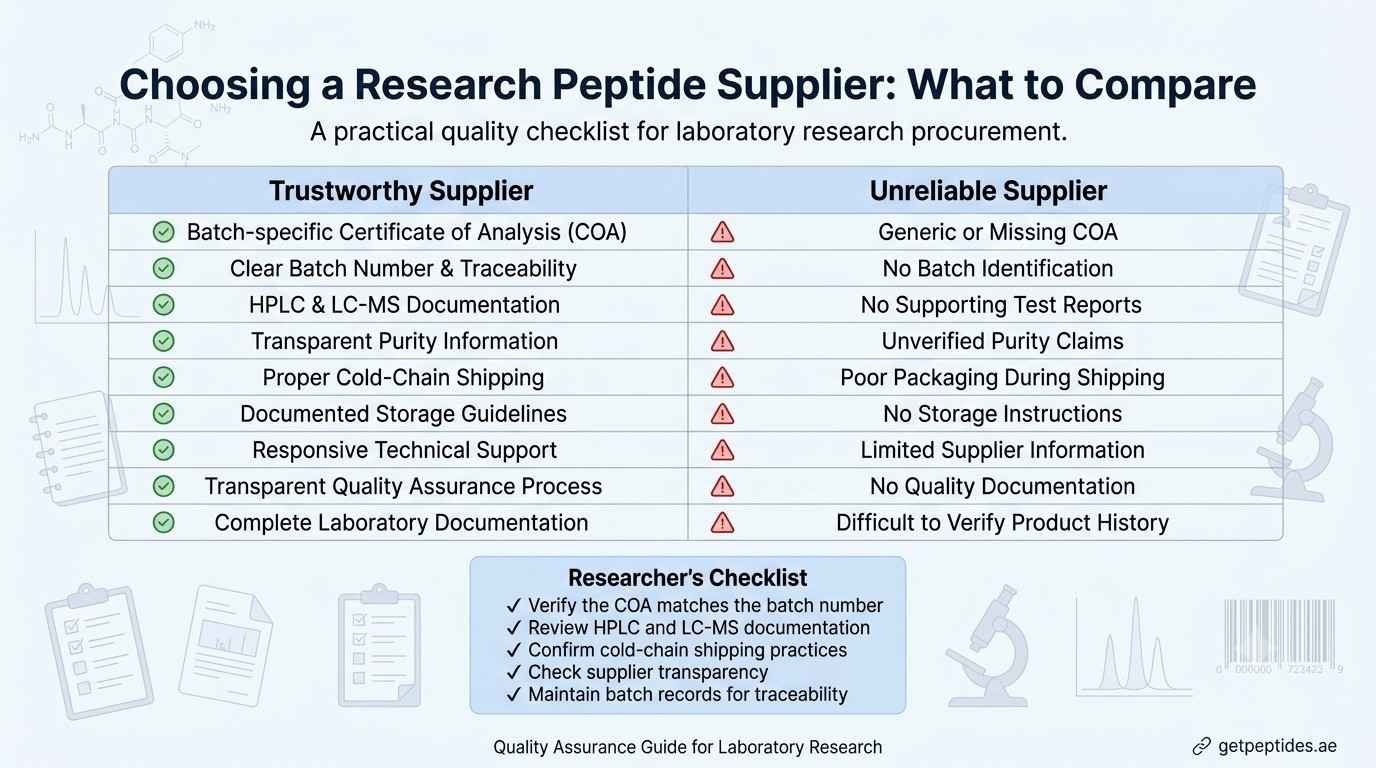 Comparison of trustworthy and unreliable peptide suppliers