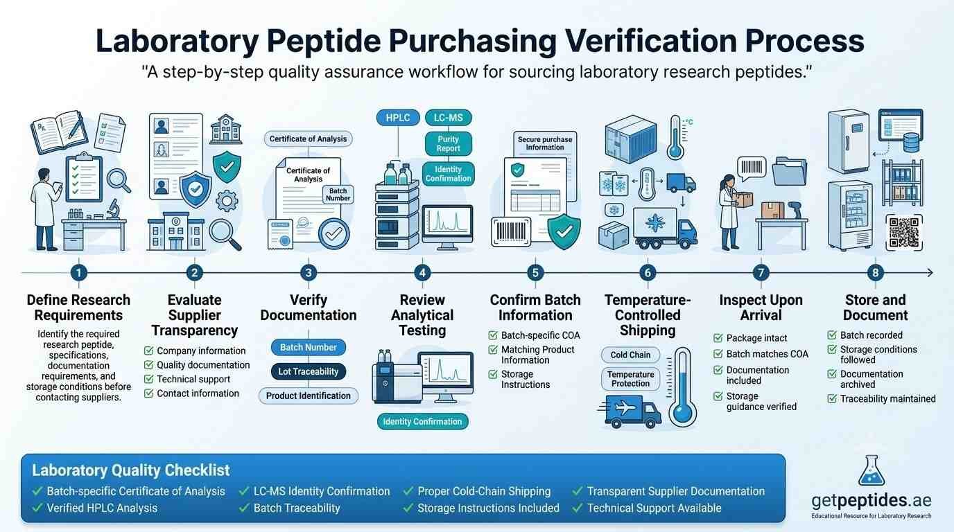 Laboratory peptide purchasing verification process