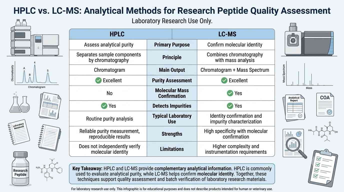 Research peptide analytical testing comparison