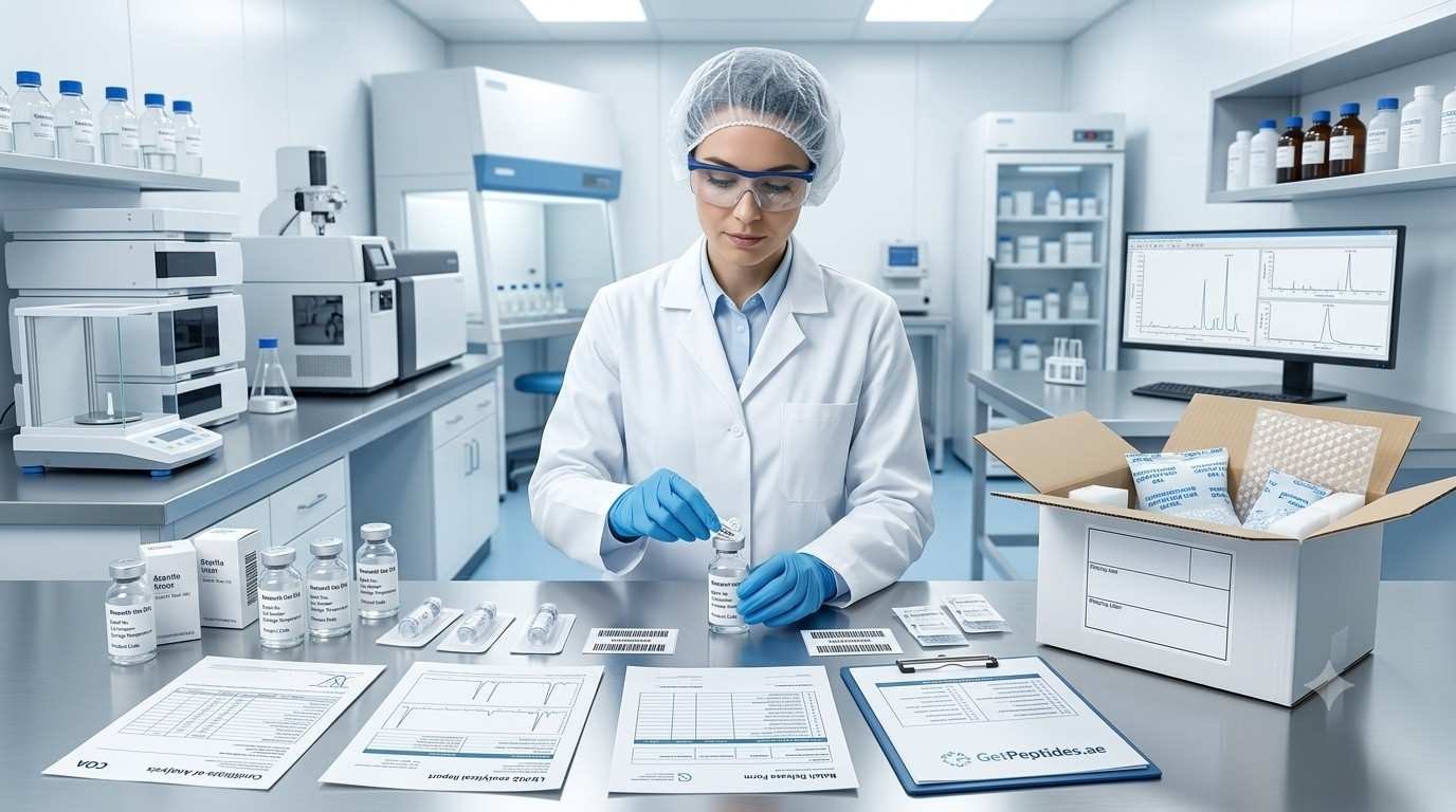 Research peptide laboratory packaging and shipping process
