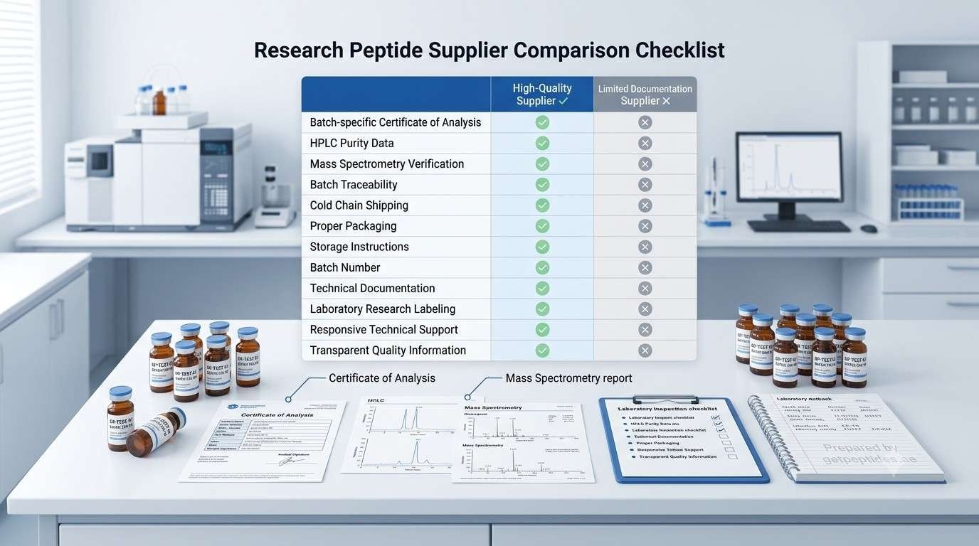 Research peptide supplier comparison checklist