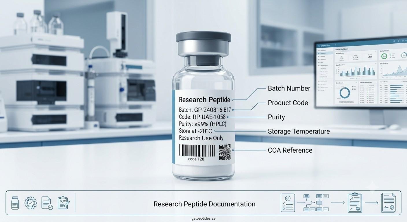 Research peptide vial documentation diagram