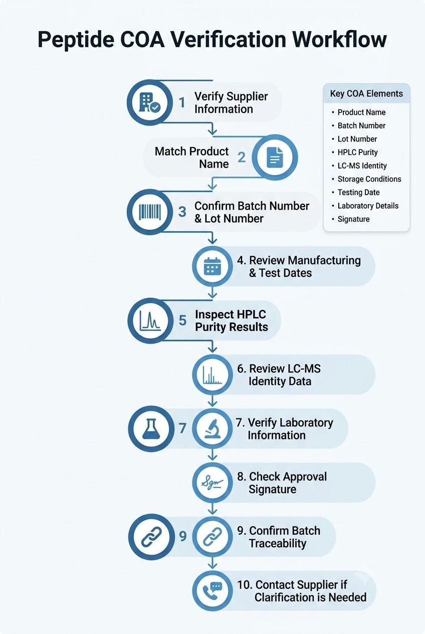 Peptide COA verification workflow